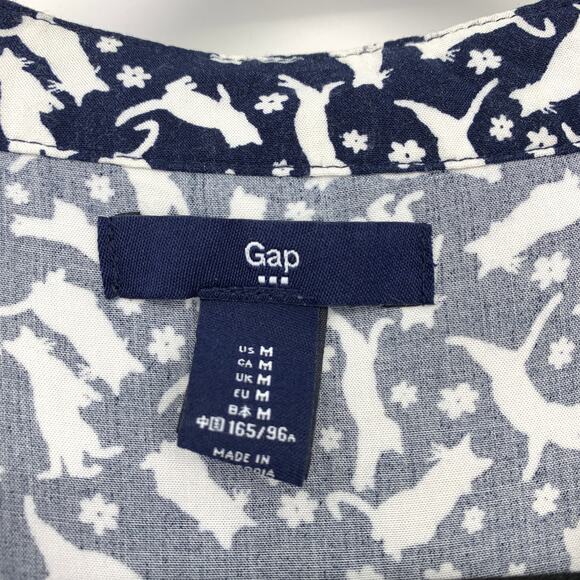 Gap Factory A-Line Dress Womens Size Medium Sleeveless Cat Print Navy White - Picture 5 of 6